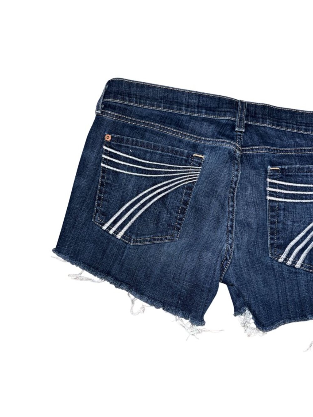 7 For All Mankind 7FAM Dojo Womens Shorts 32 Distressed Frayed Logo Raw Hem - Picture 5 of 7